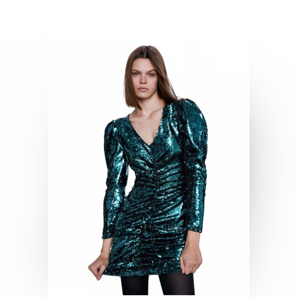 Green Sequin Zara Dress : Holiday , Party - Picture 1 of 8